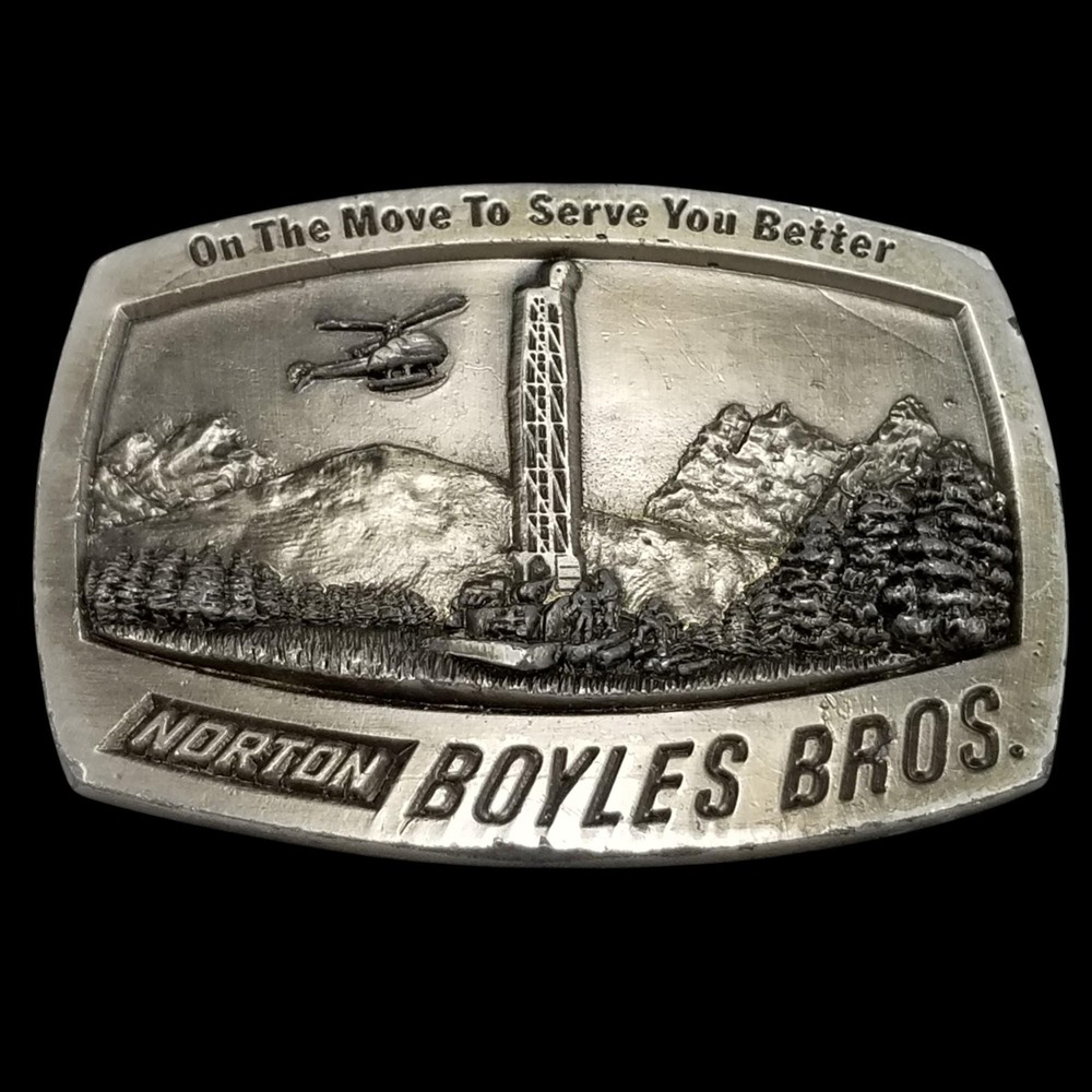 Amwest Casting Belt‎ Buckle - Norton Boyles Bros Collectible with Mountain Scene